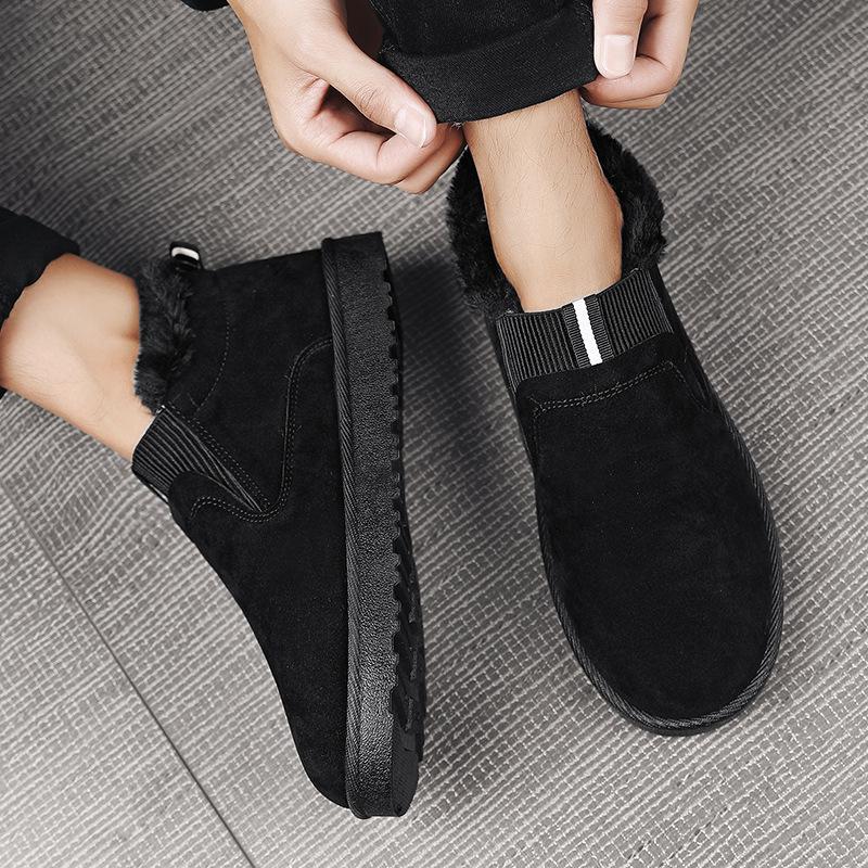 New Mens Winter Shoes Warm Fleece Non Slip Outdoor Casual Lined Booties Slip On Winter Boots Snow Shoes for Men