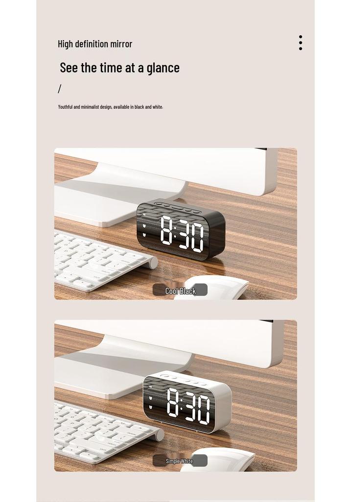 Minimalist Dual-Use LED Alarm Clock with Voice Control and Temperature Display