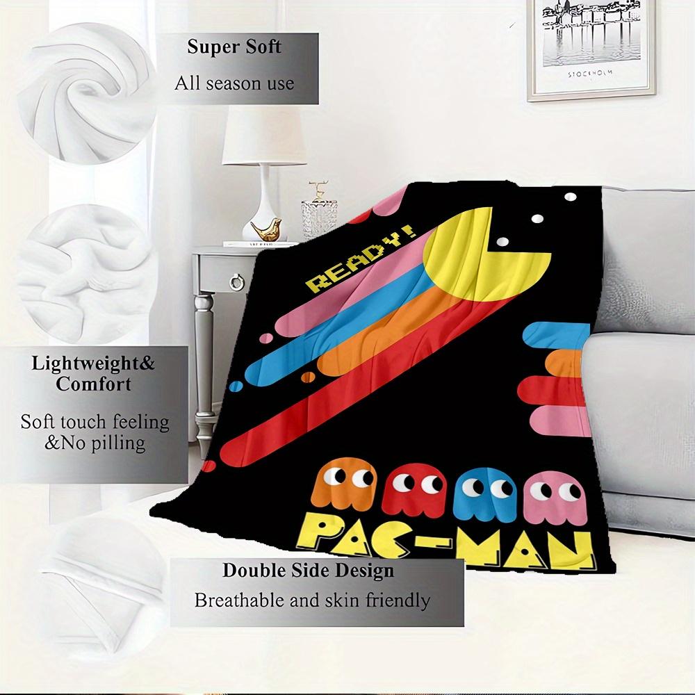 1pc Pac-Man,Retro Gaming,Classic ArcadeDigital Print Fleece Blanket - Contemporary Style, Suitable for All Seasons, Perfect for Home, Travel