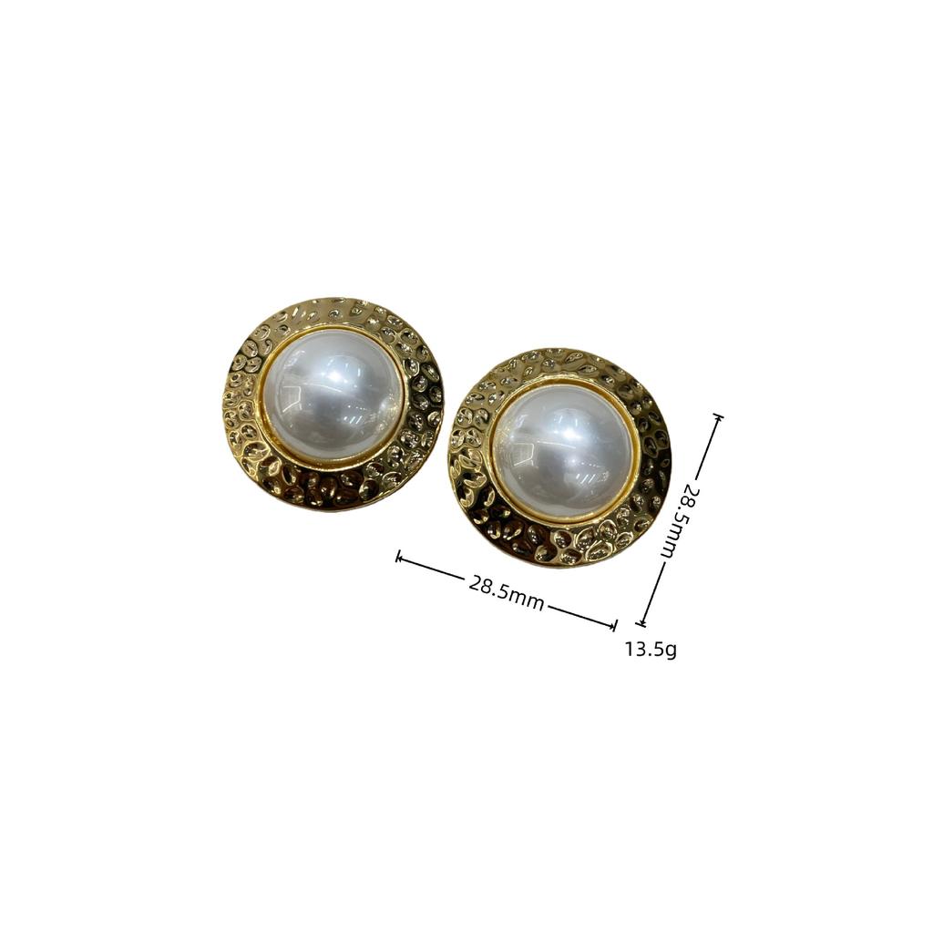 Retro Round Scale Pattern Small Fragrant Texture Shijia Earrings Earrings High-End Light Luxury Earrings