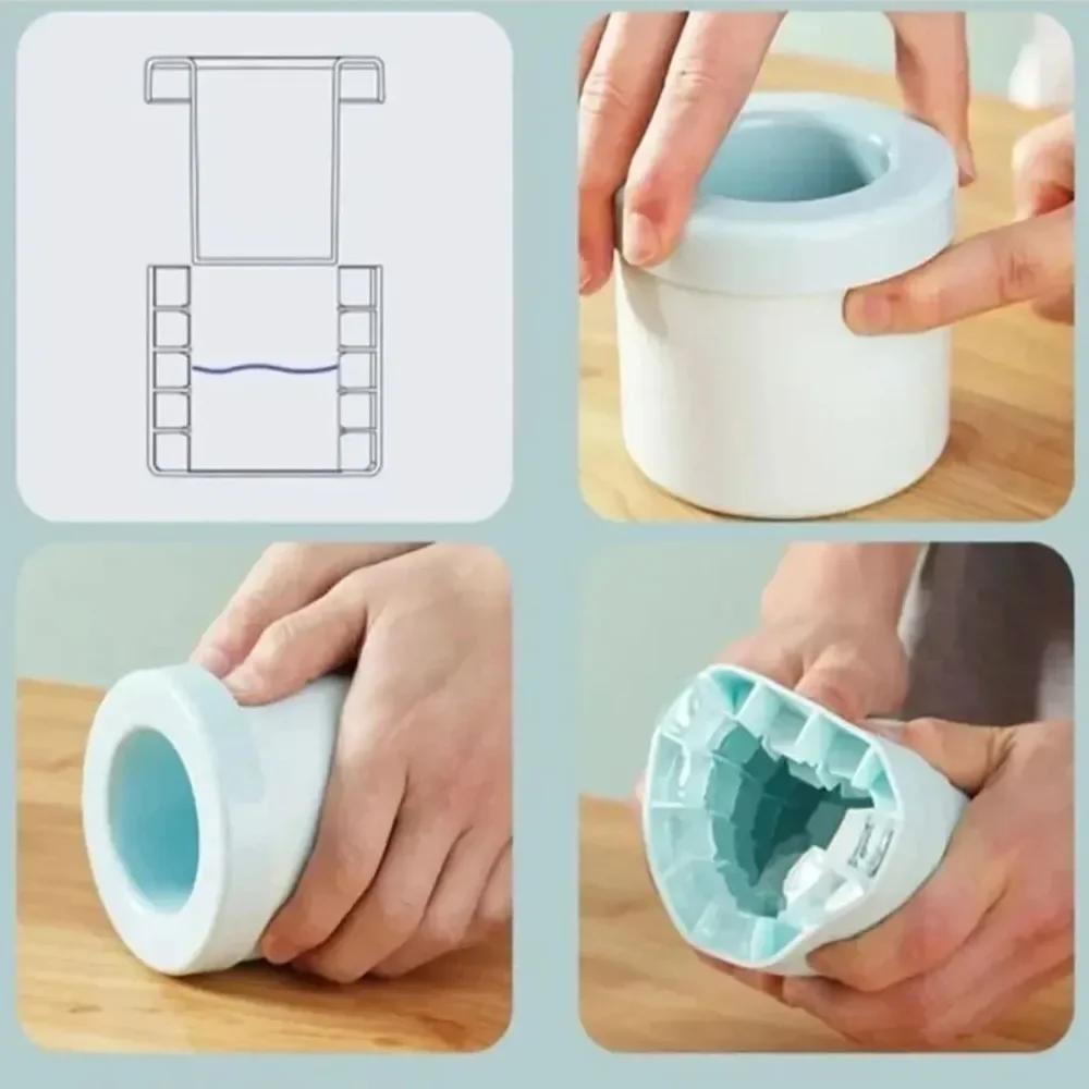 DIY Silicone Ice Cube Mold Round Ice Bucket Refrigerator Freeze Ice Maker Creative Ice Cube Mold Barware Tools Summer Homemade