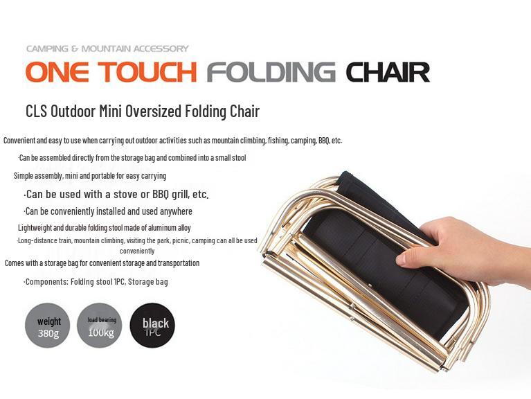 Large Portable 7075 Aluminum Folding Stool for Outdoor BBQ, Fishing, Camping, and More.