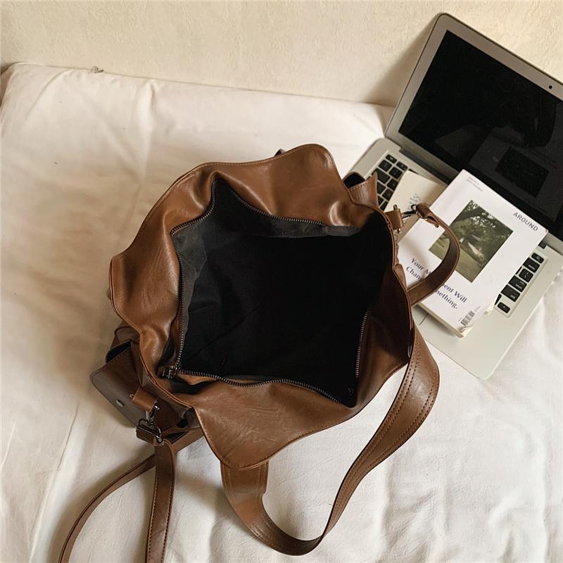 PU Tote Bag Women's Large Capacity Shoulder Handbag with Zip Pockets Casual Fashion Everyday Carry Bag