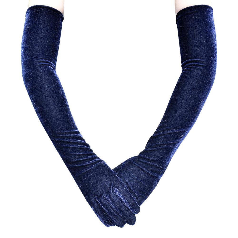 

Женские бархатные вечерние перчатки - Очень длинные, теплый флис, ретро-стиль ципао для осени/зимы One Size