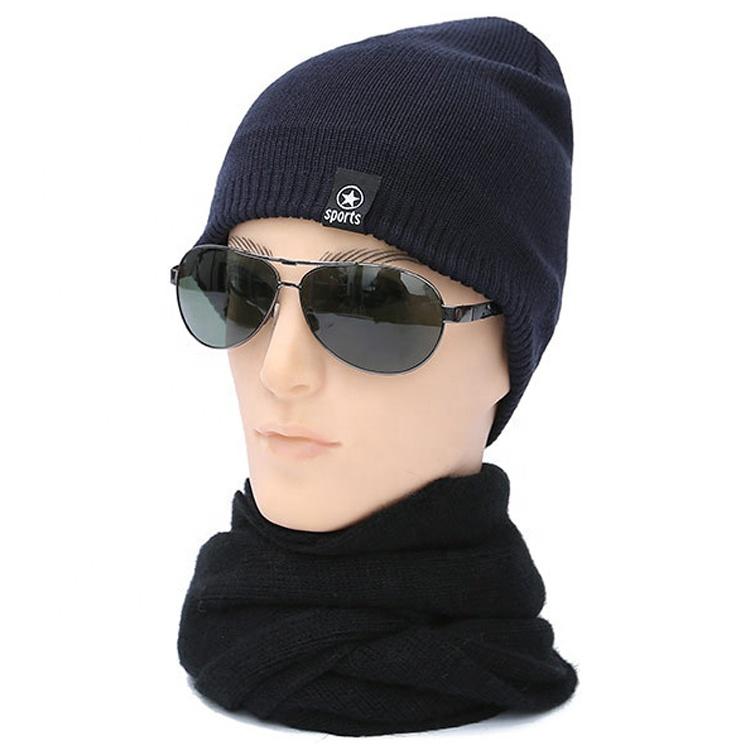 Warm Thicken Beanie Knit Hats Inside Fleece Winter Cap for Men Unisex Plain Sport Solid Color