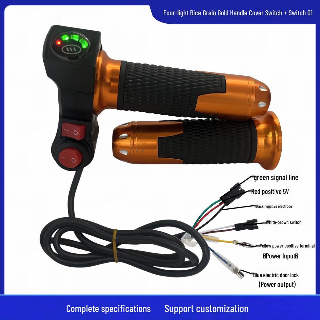 Four-Light Rice Grain Switch & Voltage Display Electric Vehicle Throttle Grip