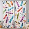2pcs Colorful Crayon Doodle Curtains - Playful Cartoon Design, Rod Pocket, Machine Washable Polyester, Perfect for ' Rooms, Livi