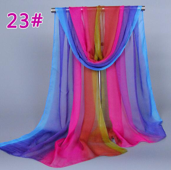 Lady Fashion Voile Girls Scarves Chiffon Scarf Women High Quality Gradual Color Women Silk Scarf  Popular Scarves Wrap shawl
