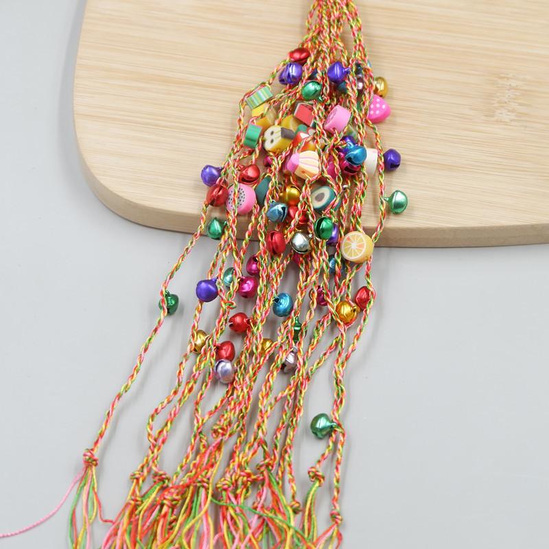 

Сплетенный вручную разноцветный браслет из веревки на праздник драконьих лодок, детская молитвенная веревка, саше с тигром цзунцзы, готовая продукция Color line bell + animal, flower, fruit