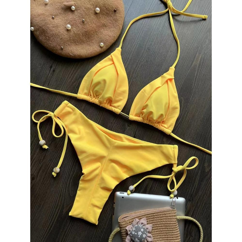 2025 Neuer Sexy 13 Farben Dreieck Badeanzug für Damen Brasilianische Bikinis Bademode Push-Up Badeanzug Strand Bikini Set