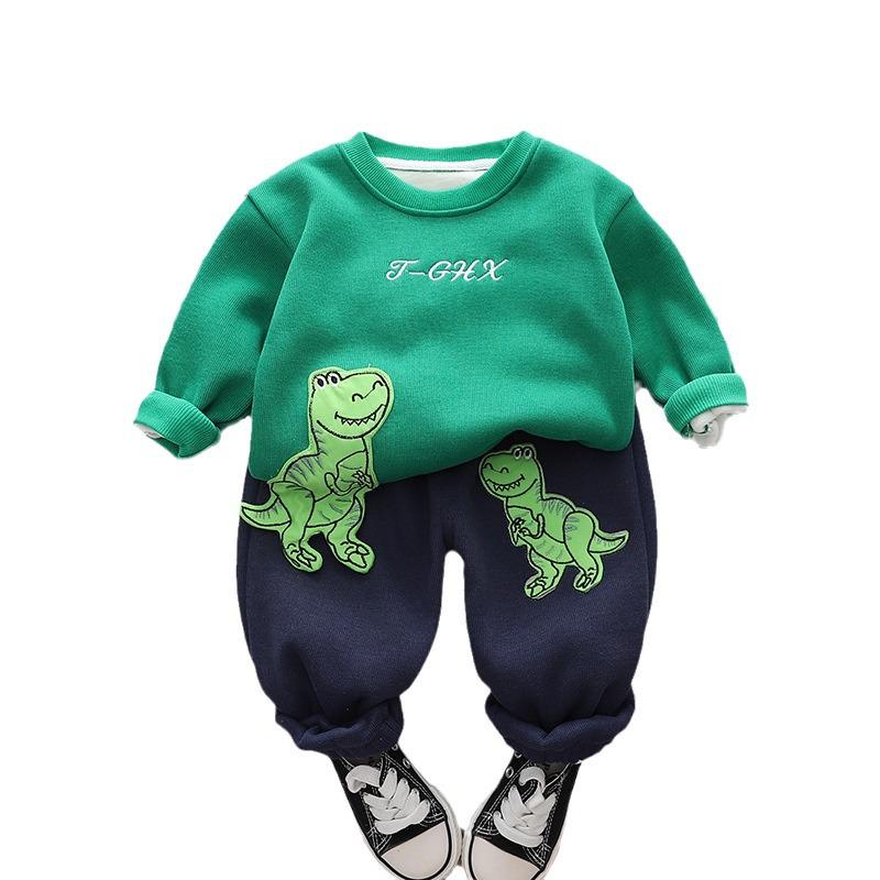 Set elegant de iarnă pentru băieți, din două piese, hanorac plus catifea și pantaloni de trening