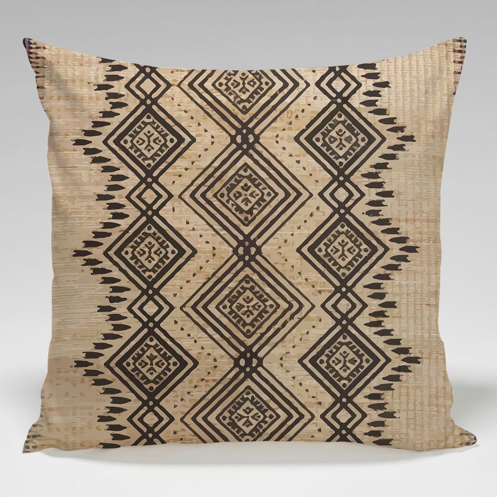 Retro Persian Geometric Patterns Throw Pillow Cover With Short Plush Print For Living Room Sofa Decoration Cushion Cover