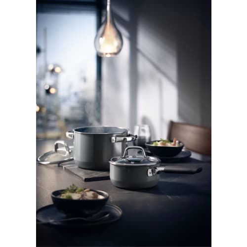 WMF FusionTech Mineral High Casserole PL (Platinum) 24cm Deep Cooking Pot, Induction and Gas Compatible, Waterless Cooking, Made with Mineral Material