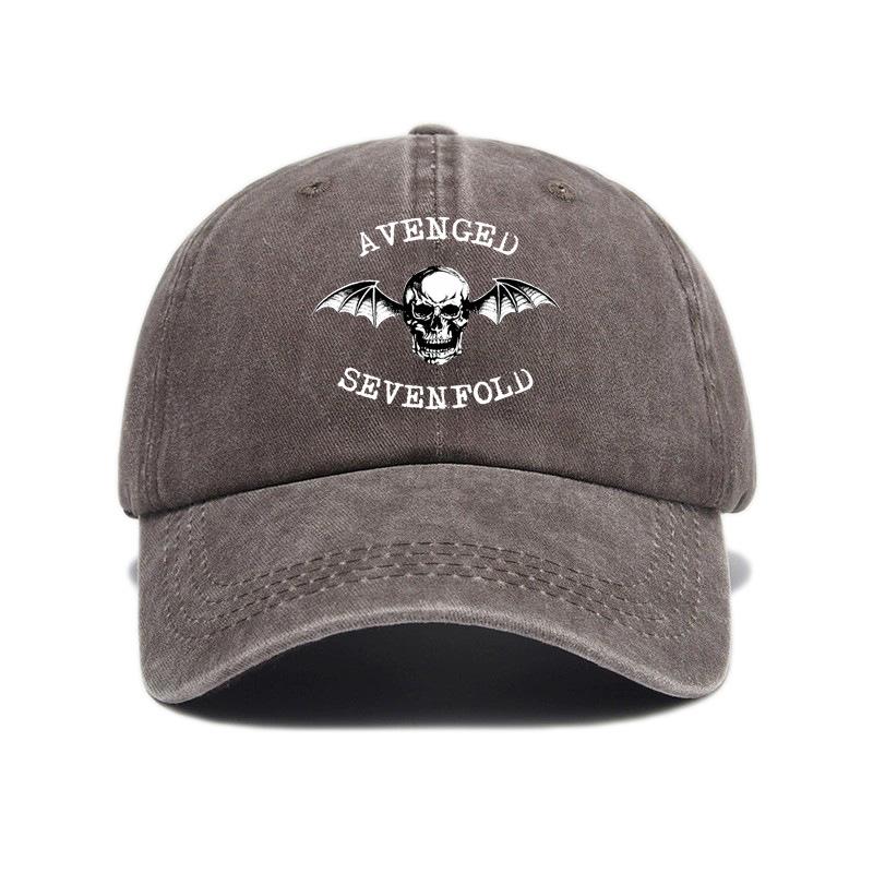 

Unisex Vintage Avenged Sevenfold Printed Hats Vintage Distressed Denim Heavy Metal Band Skull Baseball Cap Adjustable Adjustable