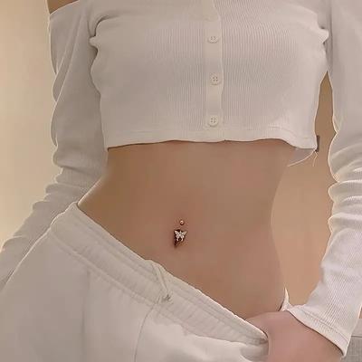 Anillos de ombligo personalizados con forma de mariposa y corazón sexy para mujeres y niñas, anillos de ombligo de circonita, joyería para perforación corporal