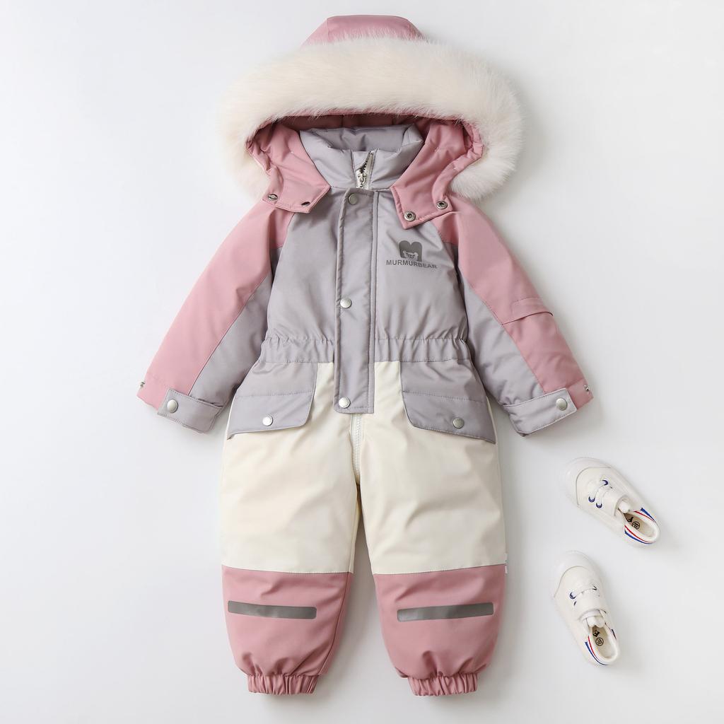 Snowsuit for Kids Toddler One Piece Snowsuit Ski Suits Girls and Boys Hooded Waterproof Jumpsuits Overalls Winter Warm Snowboard Coat Outdoor Jackets