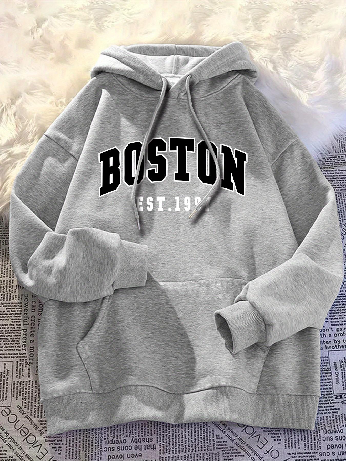 

Зручна толстовка BOSTON EST 1997 Толстовка з капюшоном Вільний крій Повсякденний пуловер з передньою кишенею Осінь Зима Вуличний одяг Зручна S