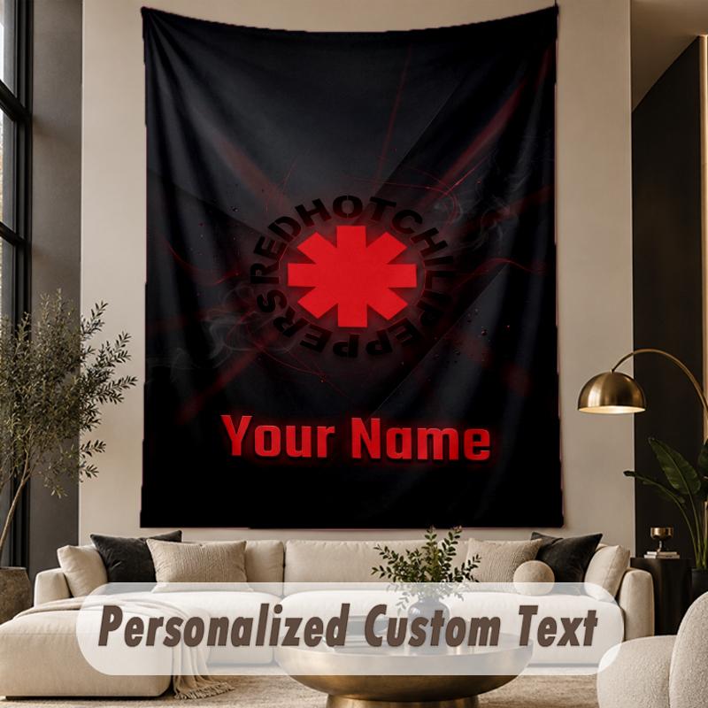 Custom Text Tapestry Red Hot Chili Peppers Print Wall Tapestry Indoor Living Room Wall Decor