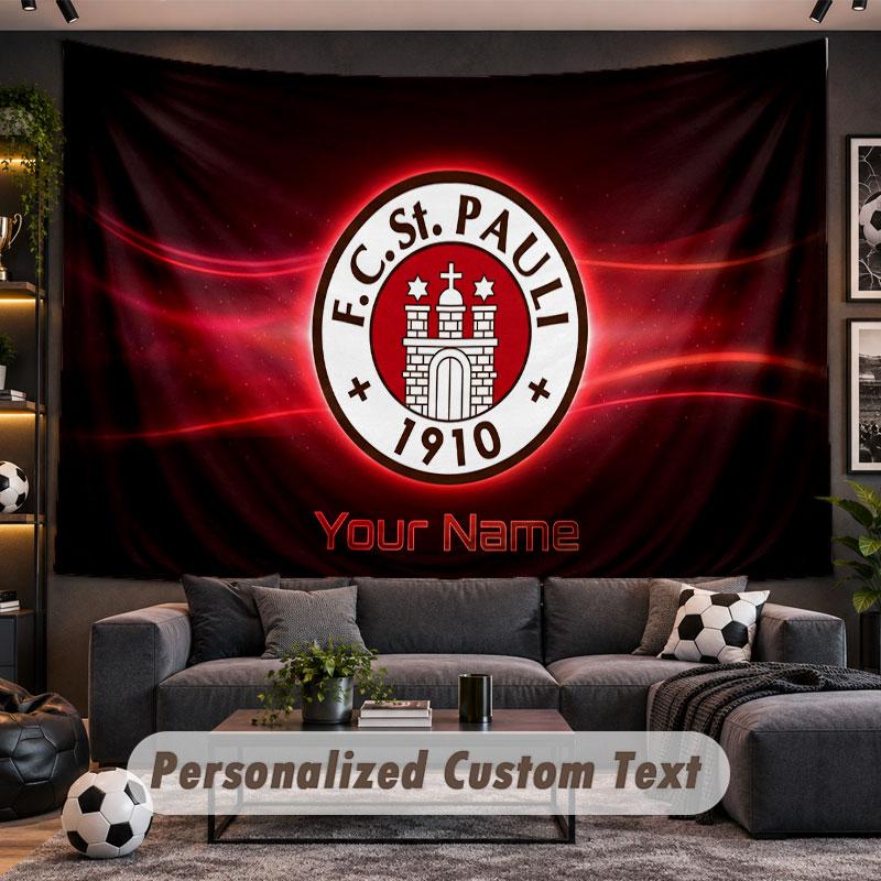 Wall Hanging Tapestry Custom NameFC St. Pauli Pattern Personalized Printed Fabric Wall Decor