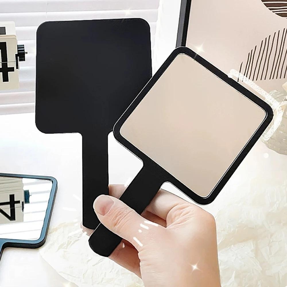 1pc Square Handheld Women Travel Makeup Mirror Chic Handle Dual-Use Desktop Personalized Gift Initial Name 26 Letters Pattern