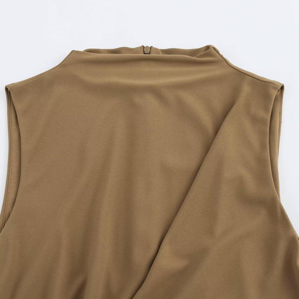 Women's Spring 2025 Versatile Pleated Sleeveless Slim Dress