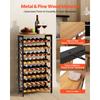 SucceBuy 48 Bottle Wine Rack 8-Tier Iron Wine Bottle Holder With Wood Table Top For Kitchen Pantry Bar 26''L X 9.3''W X 46.9''H