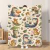 1pc Flannel Blanket Dinosaur Daily Life Illustration Lightweight Soft Comfortable And Warm Shawl/Nap Blanket/Sofa Blanket Suitable