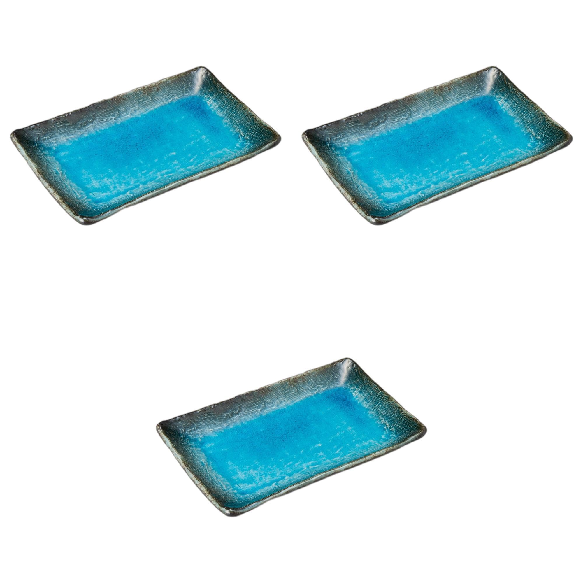 

Set of 3 Sky Square Pottery Plates x x Pottery Setomonohonpo Indigo-Dyed [21.8 14.6 2.7 cm] Plates, Ceramic,