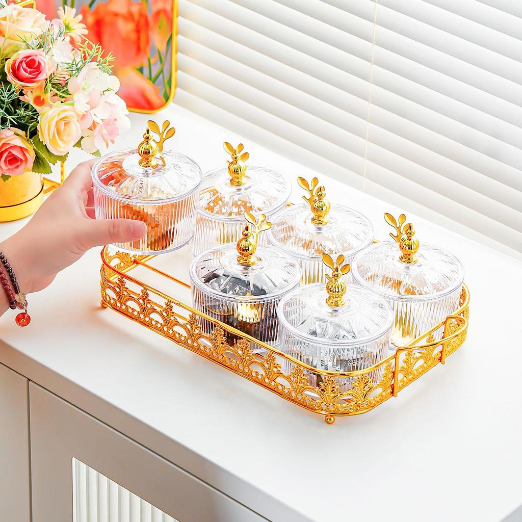 Multi-Functional Snack and Candy Plate with Spoon, Perfect for Living Room Coffee Tables - Ideal for Fruit, Dried Fruit, and Tea Snacks.