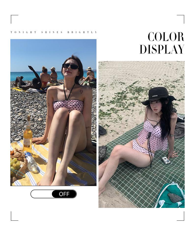 Women's Korean-Style High-Waisted One-Shoulder Halter Backless Slimming Bikini Swimsuit