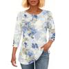 Womens Tops 3/4 Sleeve With Buttons Casual Blouses Summer Outfits Beach Vacation Clothes