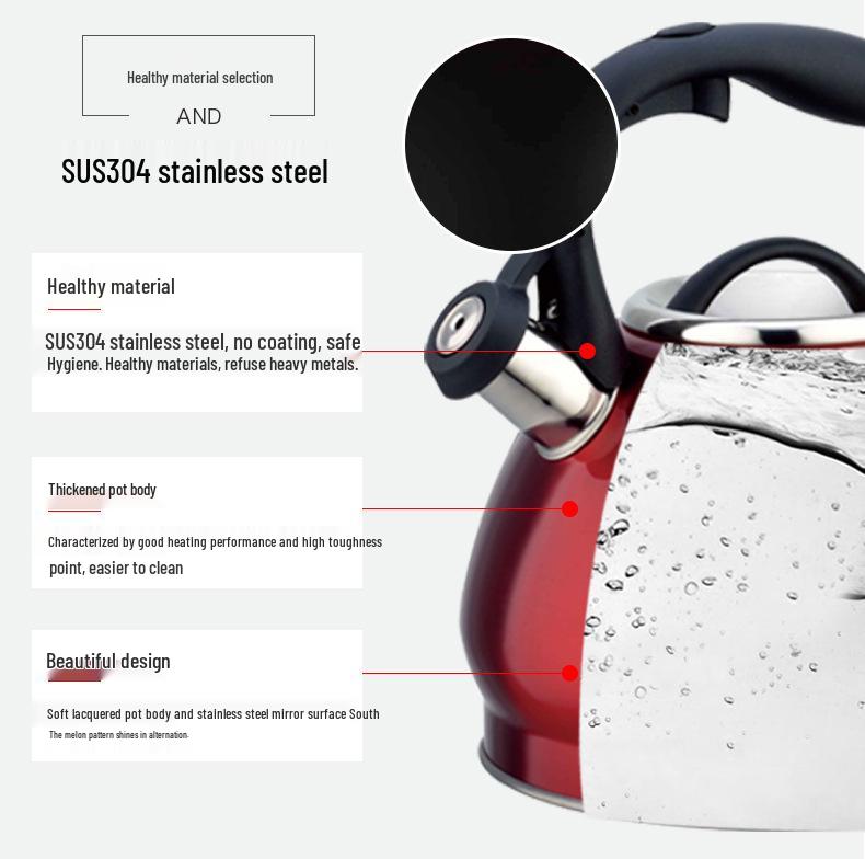 3L Pumpkin Pattern Stainless Steel Whistling Kettle for Household Stoves and Induction Cookers