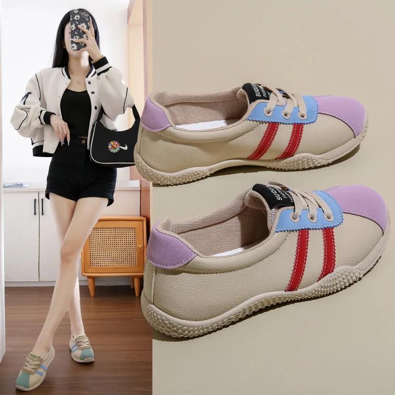 Fashion New Women Platform Sneakers Fashion Round Toe Casual Lace Up Sports Shoes Woman Non Slip Walking Shoes Ladies One-pedal Loafers