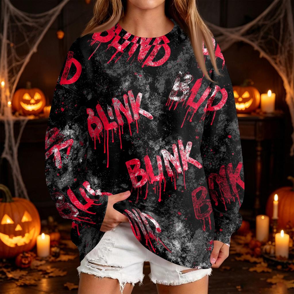 Women's Fashion Casual Halloween Print Round Neck Sweatshirt