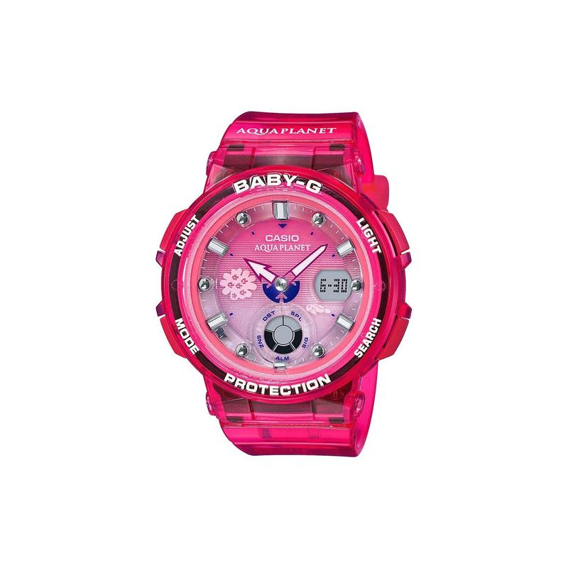 

Casio CASIOBABY-G series red coral, ocean protection, environmental protection limited, sports fashion waterproof quartz watch, quartz BGA-250AQ-4A розовый