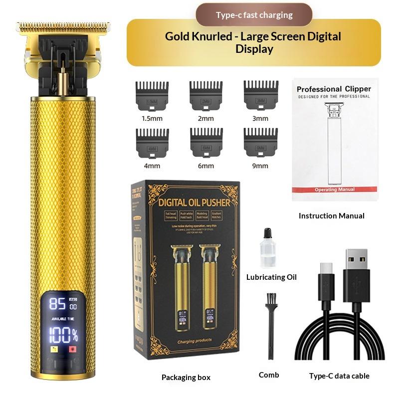 Hair Clipper Digital Display Electric Hair Clipper Professional Carving Oil Head Push Multifunctional Electric Clipper Rechargeable