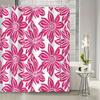 1pc Retro Abstract Geometric Floral Shower Curtain - Vibrant Pink & White Design, Washable Polyester, Includes Hooks, All-Season