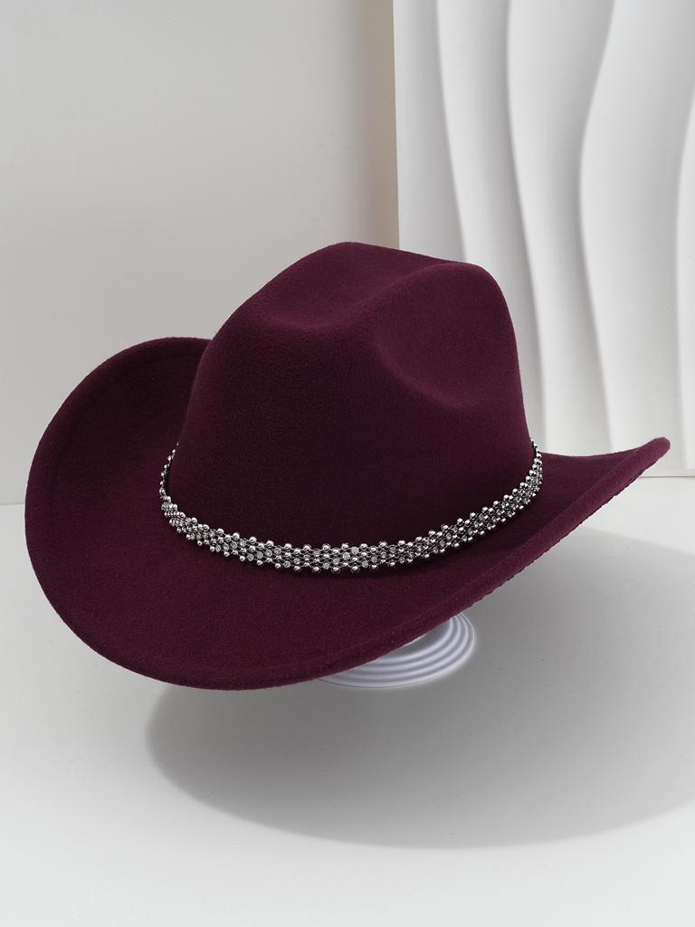 New cowboy hat top hat light luxury European gentleman's hat rhinestone accessories hat music festival party wear