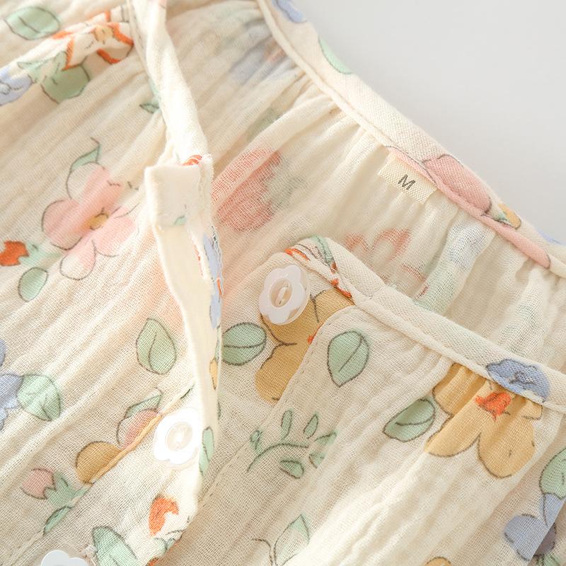 New Women's Spring/Summer Women's Pure Cotton Pajama Set Flower Print Short Sleeves+Capris Two Piece Sweet Home Furnishings