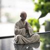 Creative Boutique Purple Clay Little Monk Tea Pet Figurine Zen Style Decoration for Study, Living Room, Office Desktop