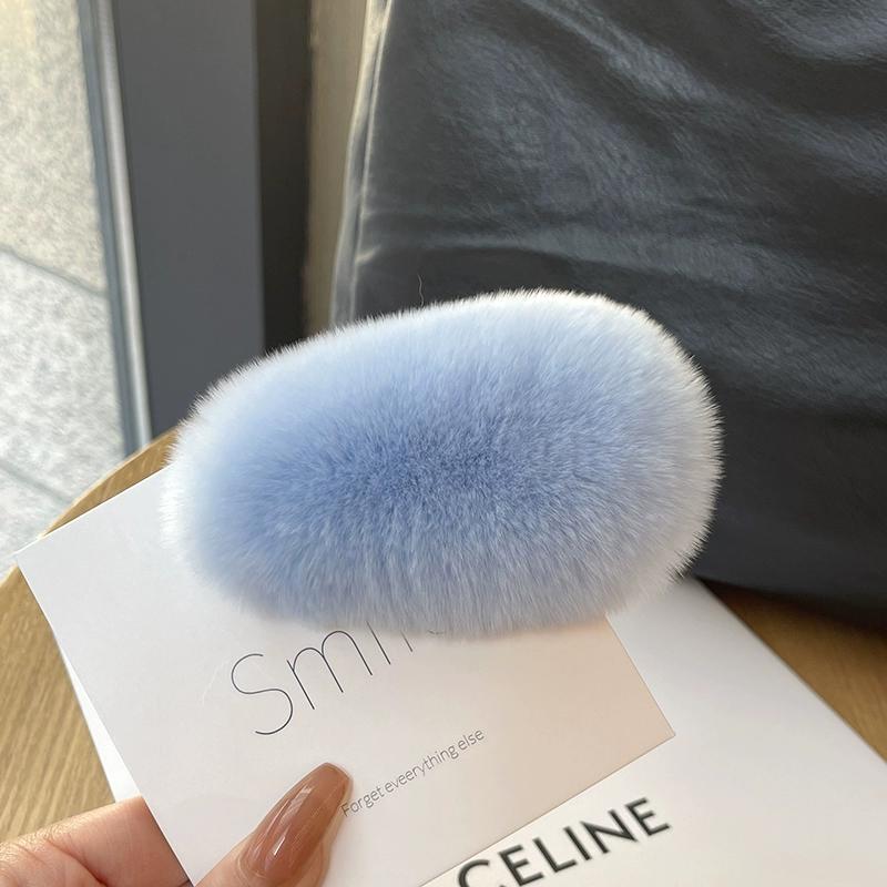 

Настоящая выдра, кроличья шерсть, большие заколки для волос, открытка для волос, корейская супер фея, плюшевое украшение для волос, милый меховой зажим с краями карты небесно-голубой