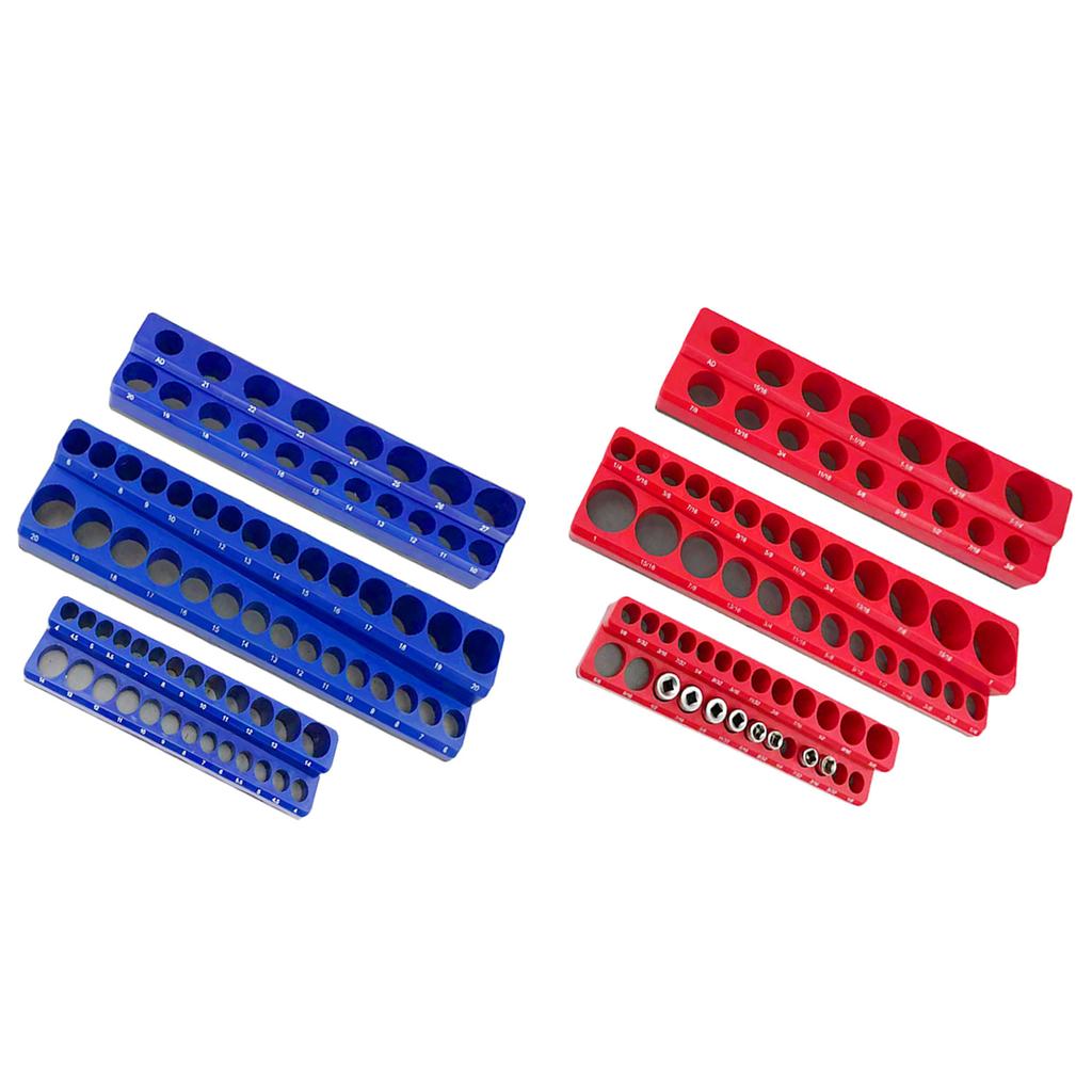 Magnetic Socket Organizer, 3 Piece Socket Holder Kit, for 1/2-inch, 3/8-inch, 1/4-inch Drive Holds 75 Sockets