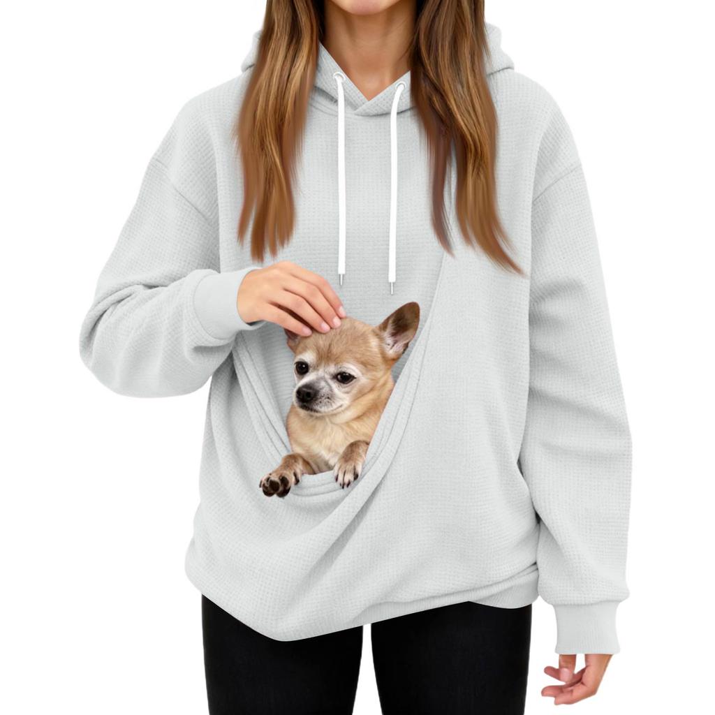Herre- og dame unisex mote avslappet topp ensfarget langermet kjæledomslomme hettegenser sweatshirt