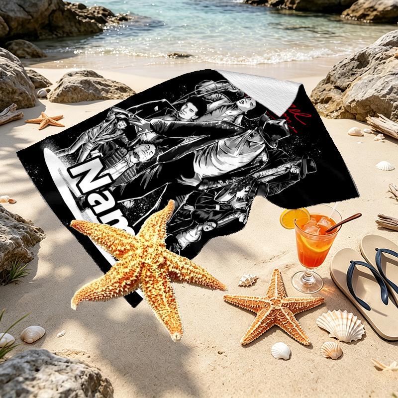 Personalisierbares Strandtuch mit individuellem Namen und Michael Jackson Druck, für Reise Camping Strandparty Heimdeko, Geburtstagsgeschenk für Familie & Freunde