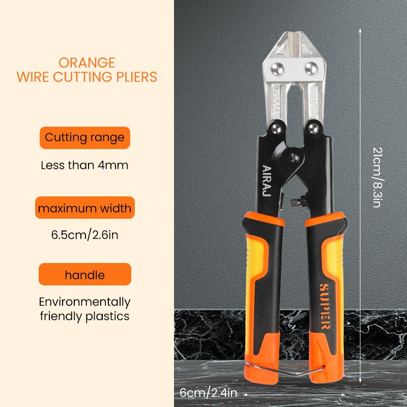 AIRAJ 8 Zoll Kraftsparende Drahtschneidezange Hochleistungs-Stahlstabschneidezange Elektriker Professionelles Langlebiges Hardware-Werkzeug