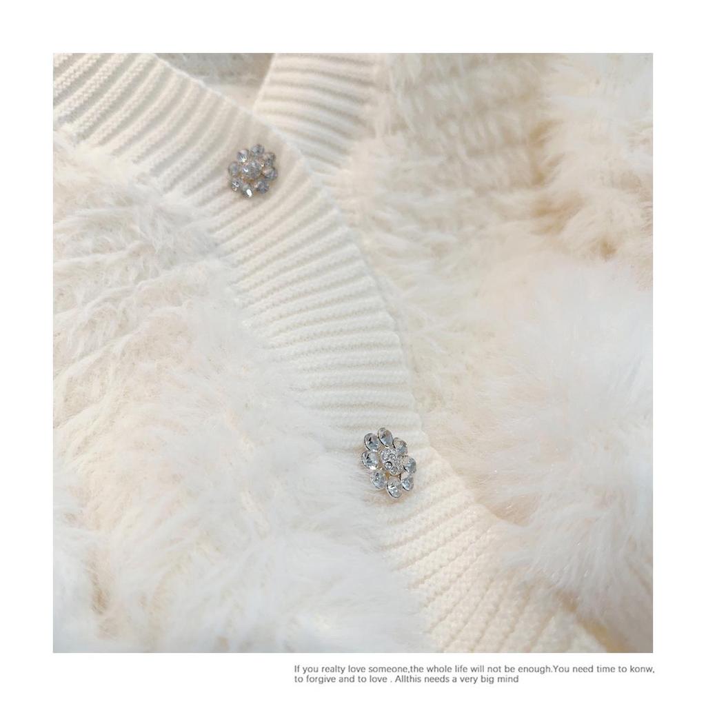 Dámský pletený kardigan s výstřihem do V z imitace norka pro podzim a zimu