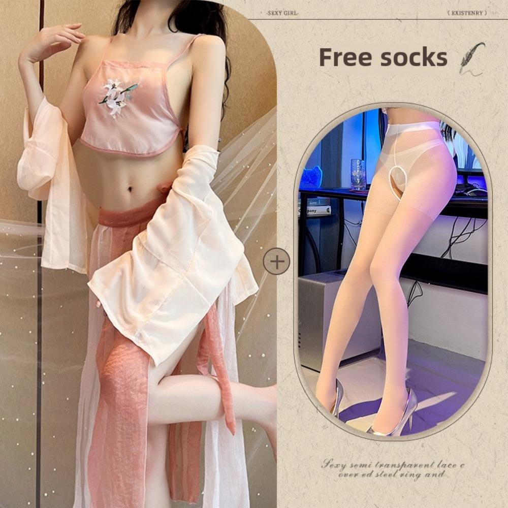 Sexy Lingerie Sexy Ancient Hanfu Republic of China Style Embroidered Pajamas Hot Uniform Seduction Suit