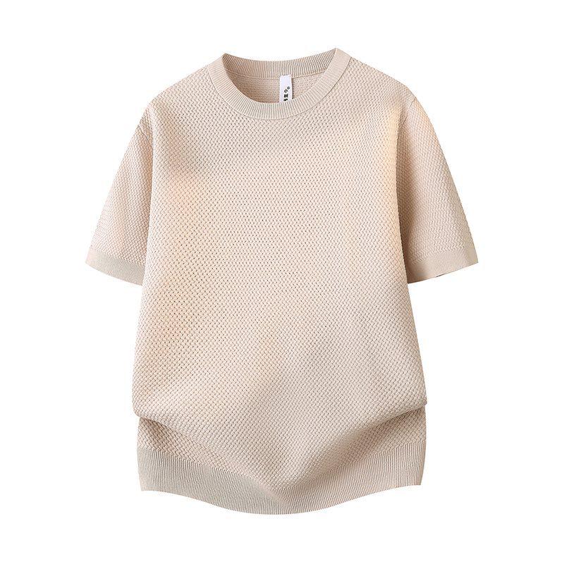 2026 Men's Luxury Ice Silk Short Sleeve T-shirt - Summer, High-end Texture, Round Neck