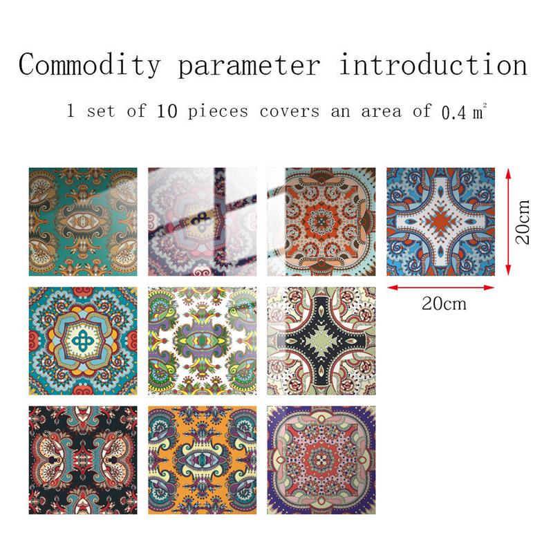 

10 шт. Самоклеючі плиткові наклейки на стіни Mandala ПВХ шпалери DIY Плитка Ванна кімната Кухня Декор Фрески Наклейки знімні
