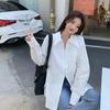 Women's White Double Zipper Long Sleeve Shirt, American Harajuku-Style, Slim-Fit, Spring/Summer Korean-Inspired.